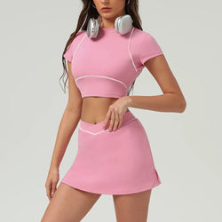 Conjunto-Miami-Short-Saia-academia-roupa-de-fitness-legging-treino-welles-corrida-tenis-beach-tennis-rosa-claro
