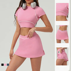 Conjunto-Miami-Short-Saia-academia-roupa-de-fitness-legging-treino-welles-corrida-tenis-beach-tennis-rosa