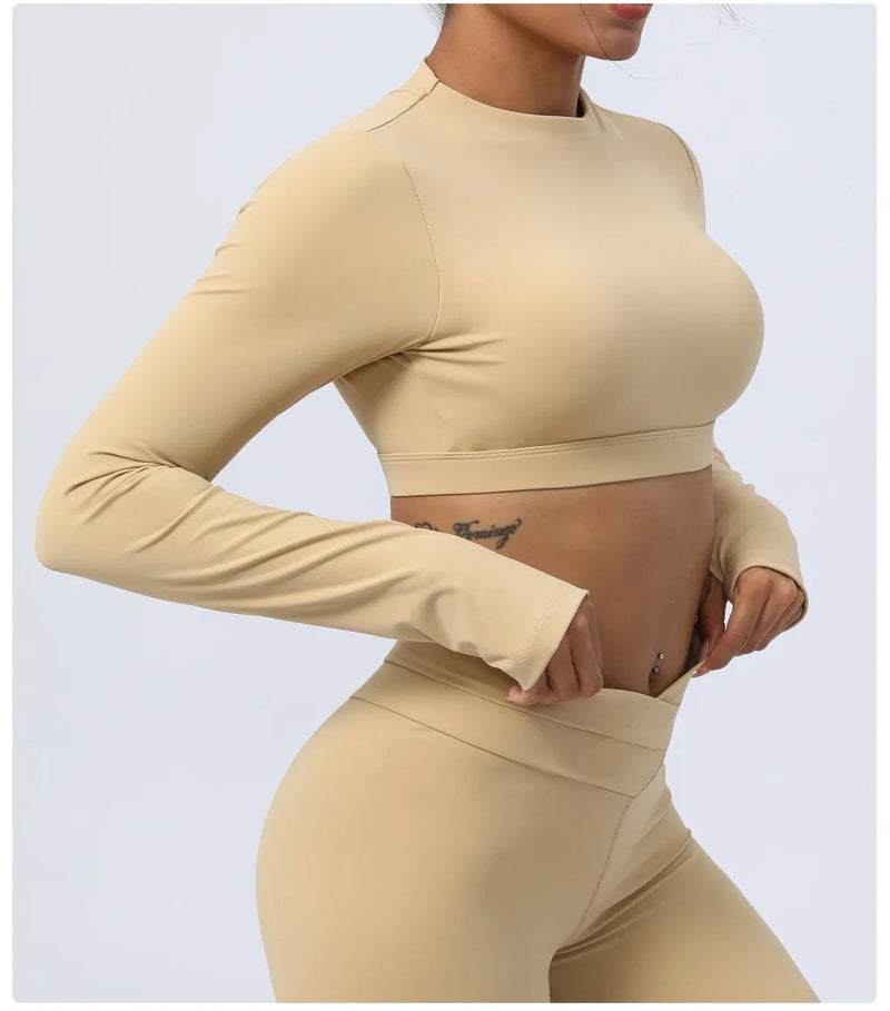 Conjunto-Sleeve-academia-roupa-de-fitness-legging-treino-welles-corrida-tenis-beach-tennis-bege-fit-esforço