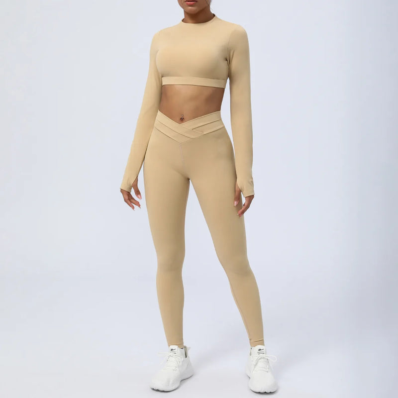 Conjunto-Sleeve-academia-roupa-de-fitness-legging-treino-welles-corrida-tenis-beach-tennis-bege