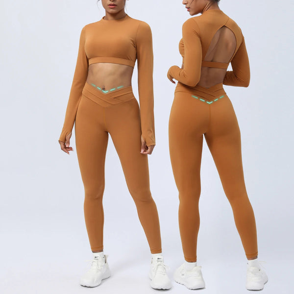Conjunto-Sleeve-academia-roupa-de-fitness-legging-treino-welles-corrida-tenis-beach-tennis-marrom-claro