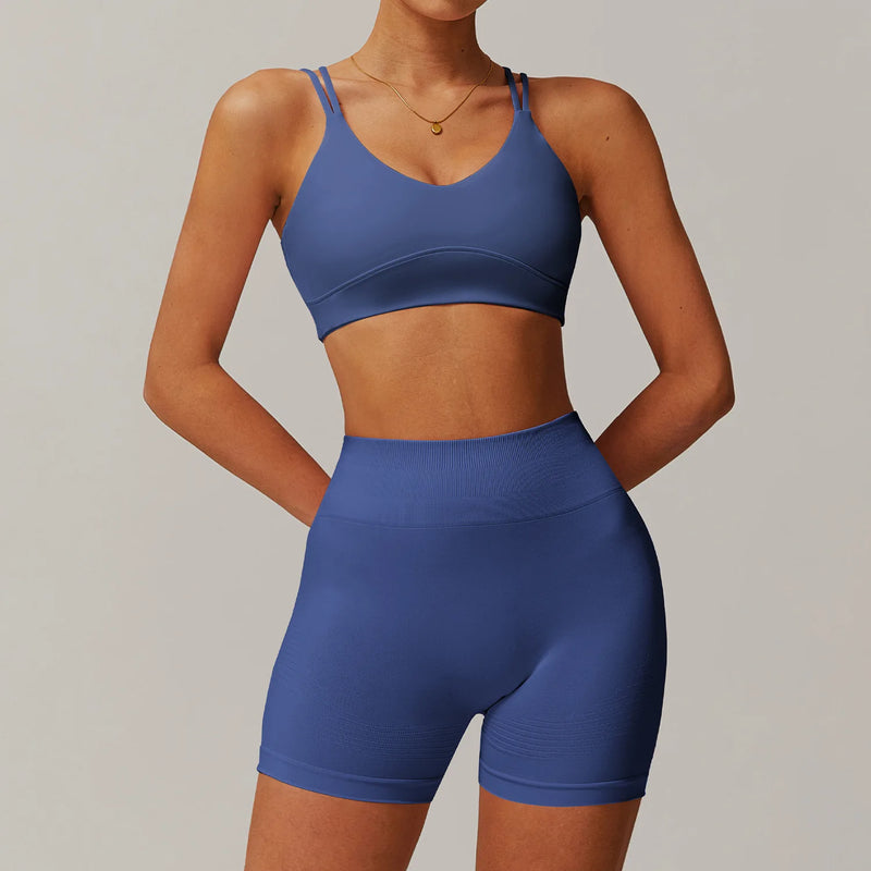 Conjunto-Welles-Space-com-Short-academia-roupa-de-fitness-legging-treino-welles-corrida-tenis-beach-tennis-azul