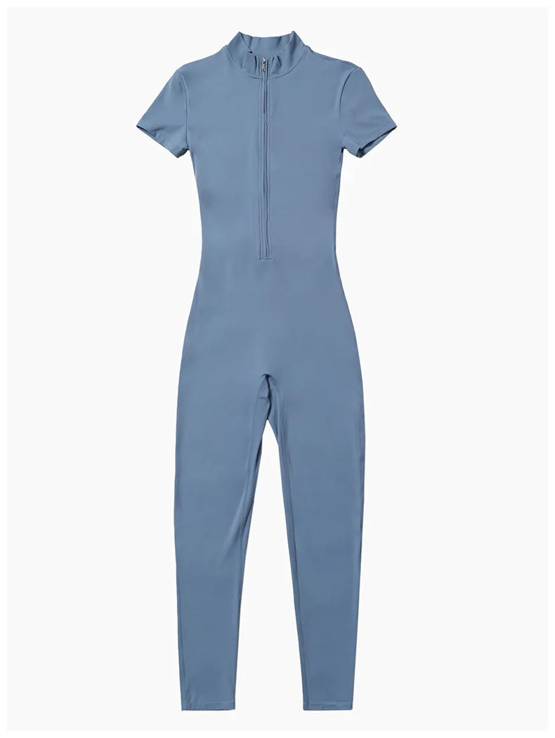 Macacão-Fire-academia-roupa-de-fitness-legging-treino-welles-corrida-tenis-beach-tennis-marrom-azul-claro-esforço