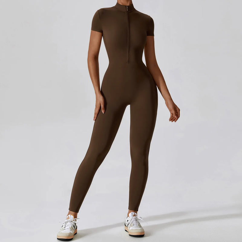 Macacão-Fire-academia-roupa-de-fitness-legging-treino-welles-corrida-tenis-beach-tennis-marrom-escuro