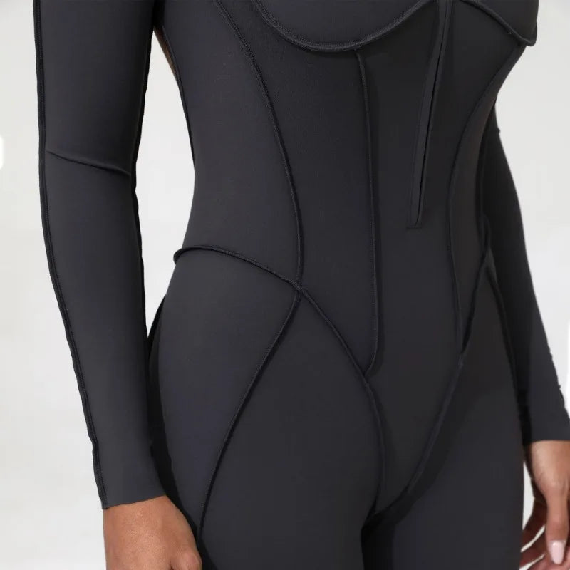 Macacão-Jump -com-Zíper-academia-roupa-de-fitness-legging-treino-welles-corrida-tenis-beach-tennis-moda-musculação-esforço-preto-fit-boa-forma