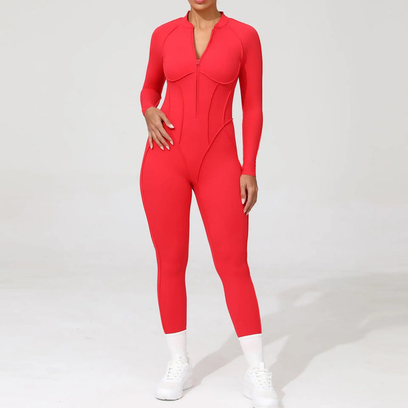 Macacão-Jump -com-Zíper-academia-roupa-de-fitness-legging-treino-welles-corrida-tenis-beach-tennis-moda-musculação-esforço-vermelho-fit