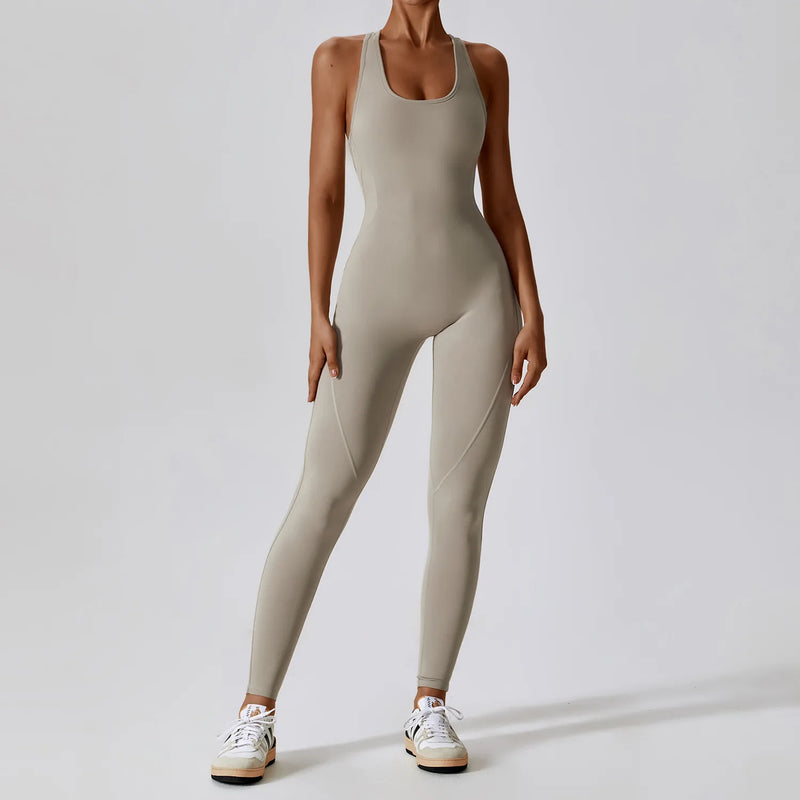 Macacão-Welles-Rit-academia-roupa-de-fitness-legging-treino-welles-corrida-tenis-beach-tennis-bege-fit-escforço